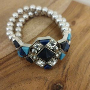 Lucite & Rhinestone Geometric Stretch Bracelet